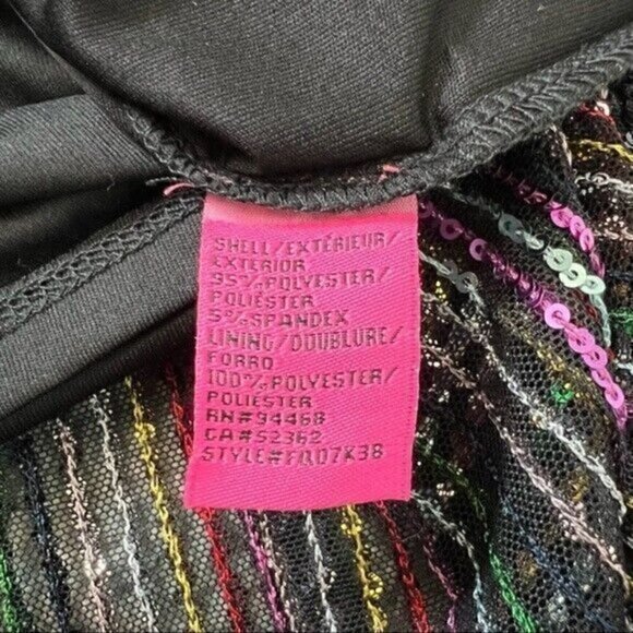 Betsey Johnson Womens Sheath Dress Multicolor Size 2 Sequin Striped Surplice - Picture 11 of 12